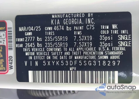 2025 Kia Sportage Sx-Prestige from USA, damaged, VIN 5XYK53DF5SG318297